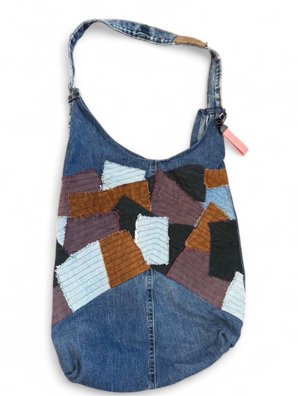 BIG One-of-a-Kind Vintage Handmade PATCHWORK Denim Jeans Boho Messenger Bag